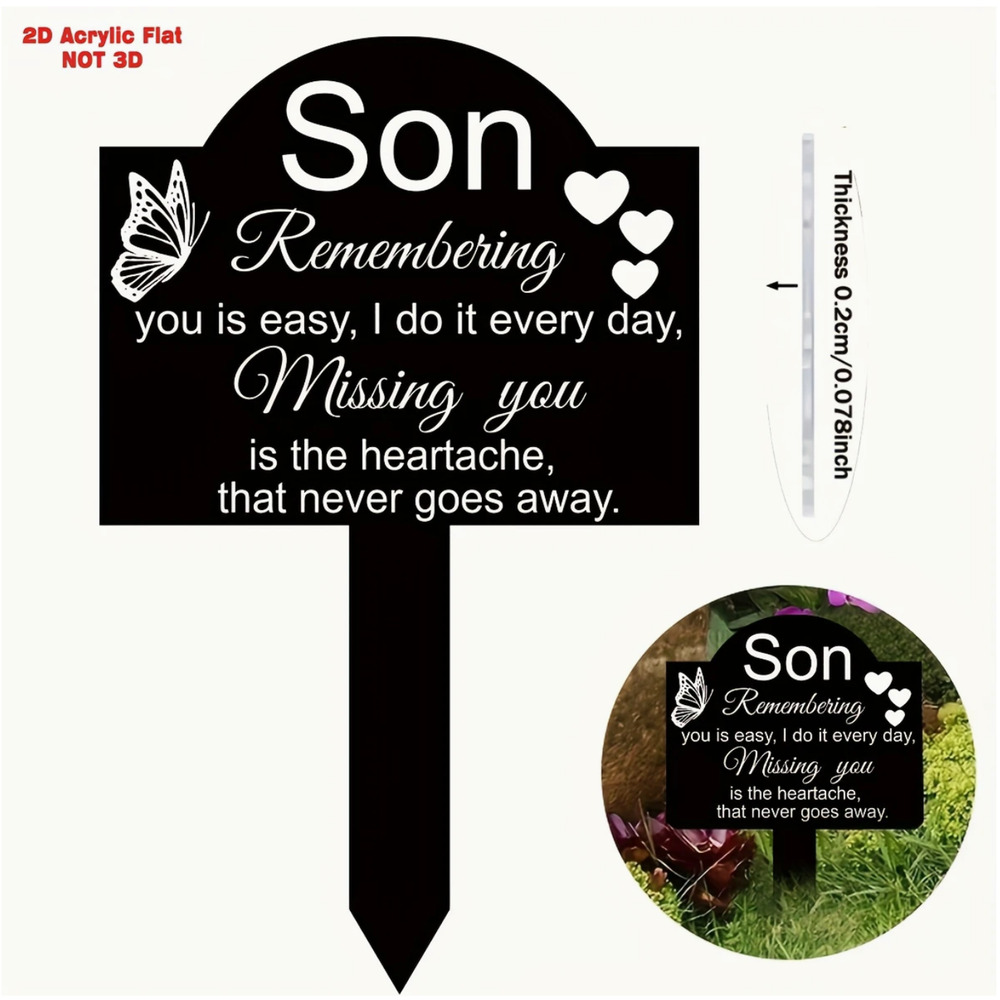 Acrylic Memorial Plaque For Son, Graveside, Cemetery, In Honor, 7.87"x4.92"